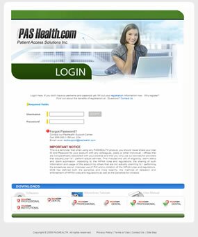 PASHealth Log-In Page